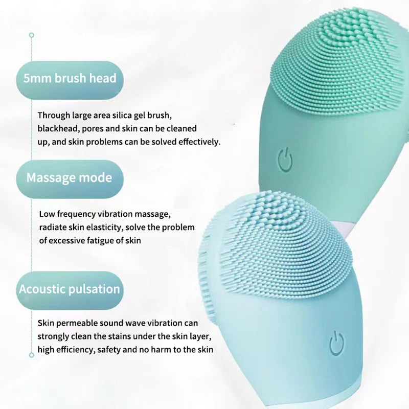 Household Electric Facial Cleanser, Battery Silicone Waterproof Face Washer, for Both Men and Women, Blackhead, Horn Cleaner
