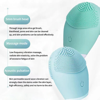 Household Electric Facial Cleanser, Battery Silicone Waterproof Face Washer, for Both Men and Women, Blackhead, Horn Cleaner