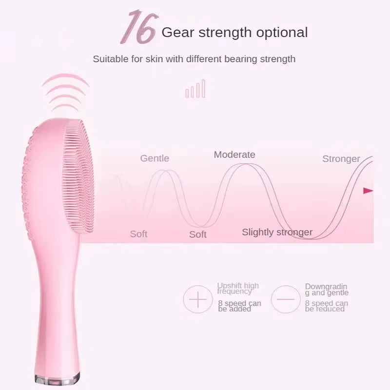 Electric Facial Cleansing Brush Deep Pore Cleaning Sonic Vibration Waterproof Acne Blackhead Remover Pore Cleaner Silicone