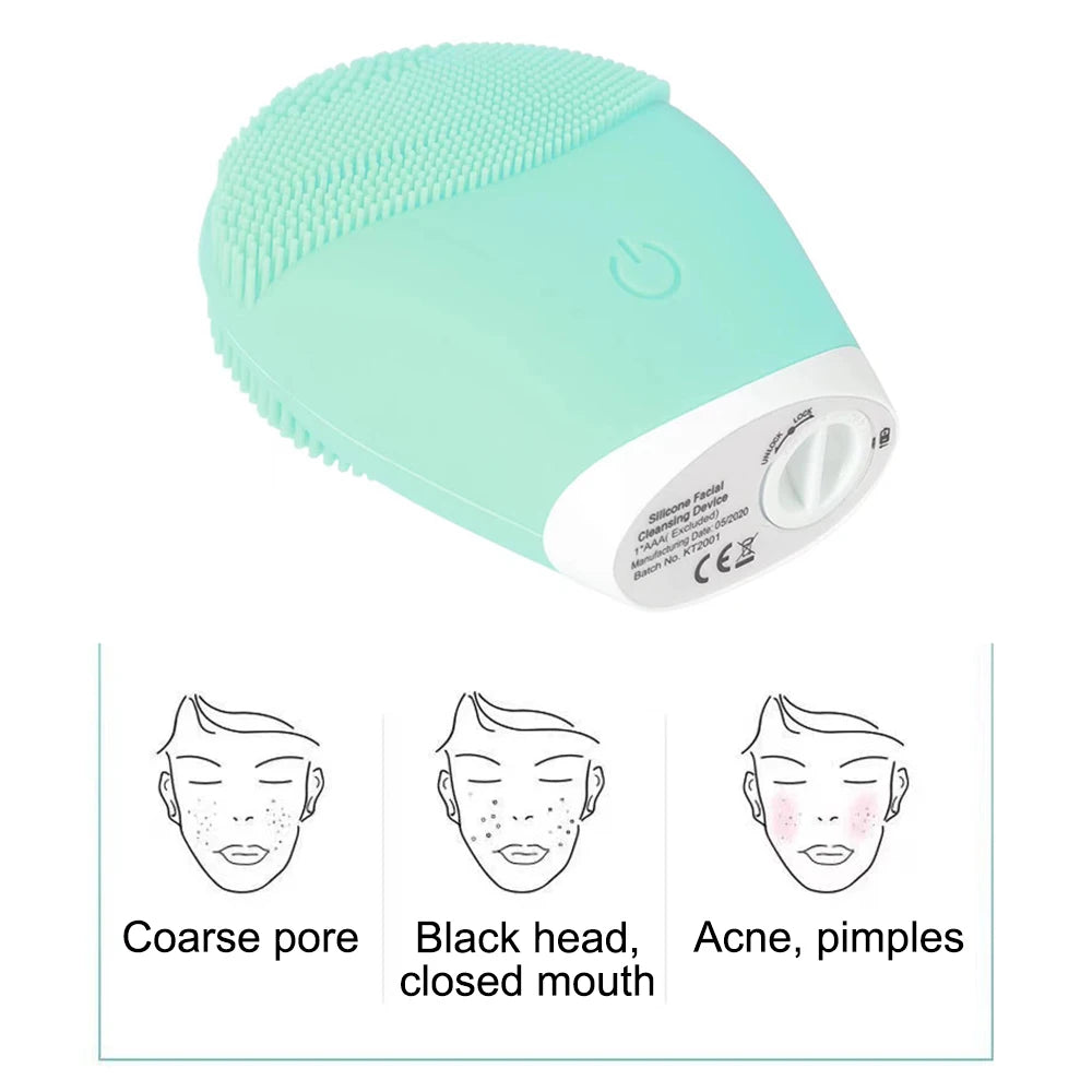 Household Electric Facial Cleanser, Battery Silicone Waterproof Face Washer, for Both Men and Women, Blackhead, Horn Cleaner