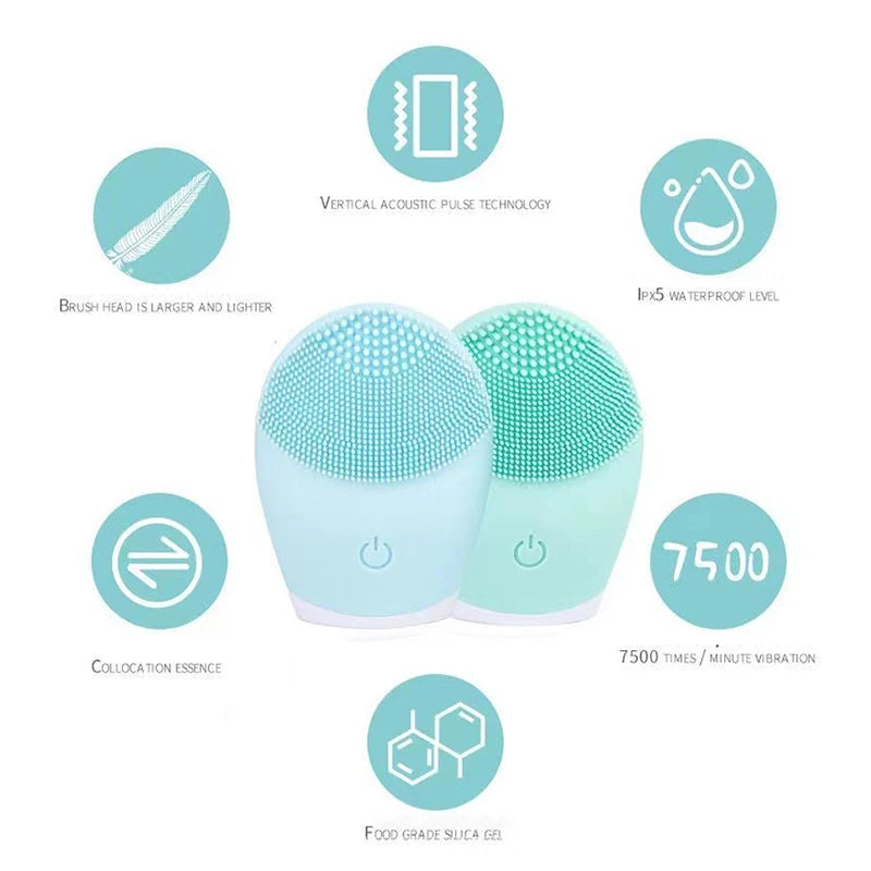 Household Electric Facial Cleanser, Battery Silicone Waterproof Face Washer, for Both Men and Women, Blackhead, Horn Cleaner