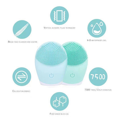 Household Electric Facial Cleanser, Battery Silicone Waterproof Face Washer, for Both Men and Women, Blackhead, Horn Cleaner